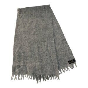 Vintage 100% Pure Lambswool Scarf Gray Made in Uruguay Fringe Ends